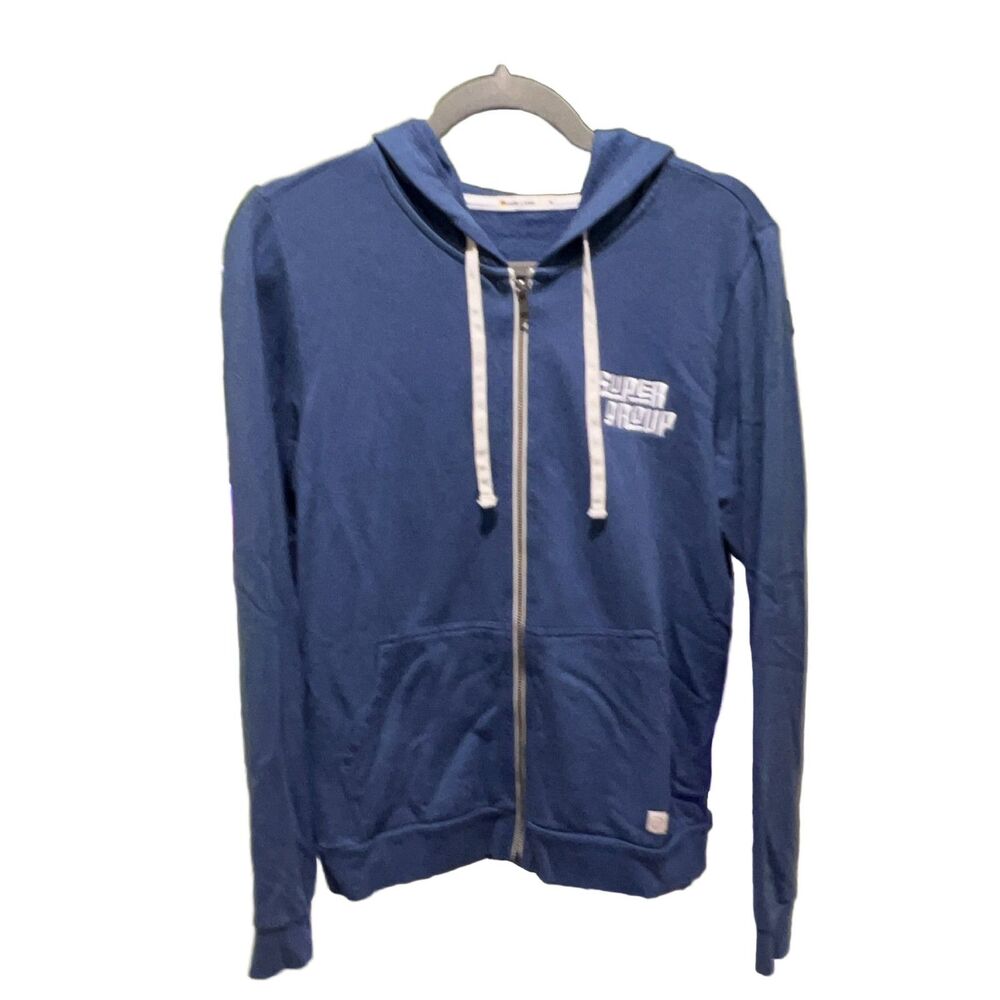 Marine Layer Super Group Full Zip Hoodie Men's M Blue Drawstring Pockets